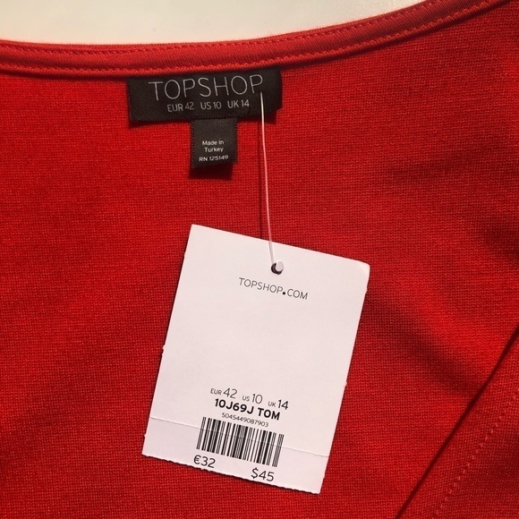 Topshop Faux Wrap Fit & Flare Dress Size 10 - Picture 4 of 10